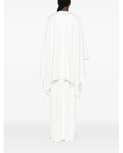 Fendi White Ff Wool And Silk Poncho