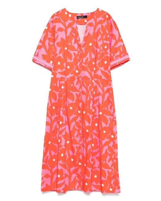 Abito Midi Con Stampa A Fiori di Marc Cain in Red