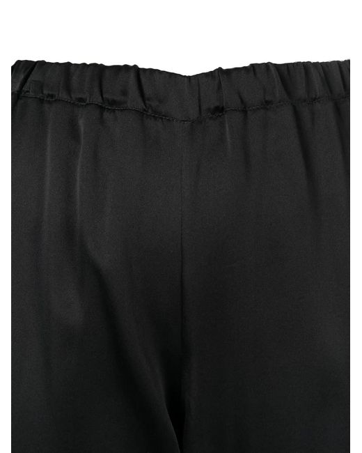 Gilda & Pearl Black Feather-Trim Silk Pyjama Set