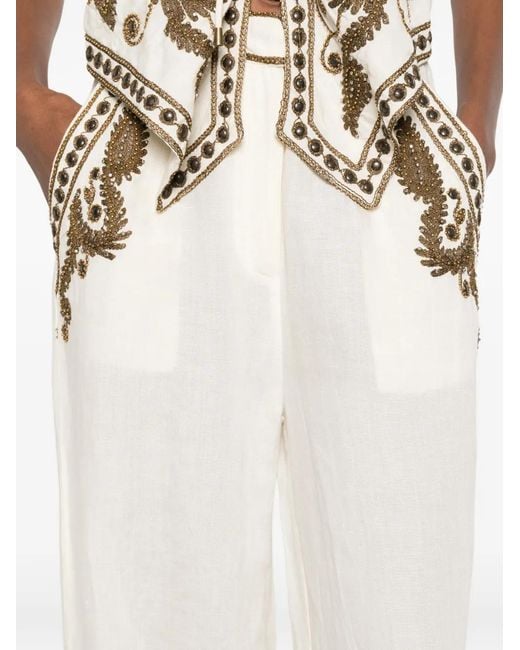 Scarlett Poppies White Taylen Beaded-Embellished Trousers