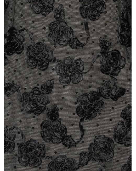 ROTATE BIRGER CHRISTENSEN Black Flower Mesh Ls Mini Dress
