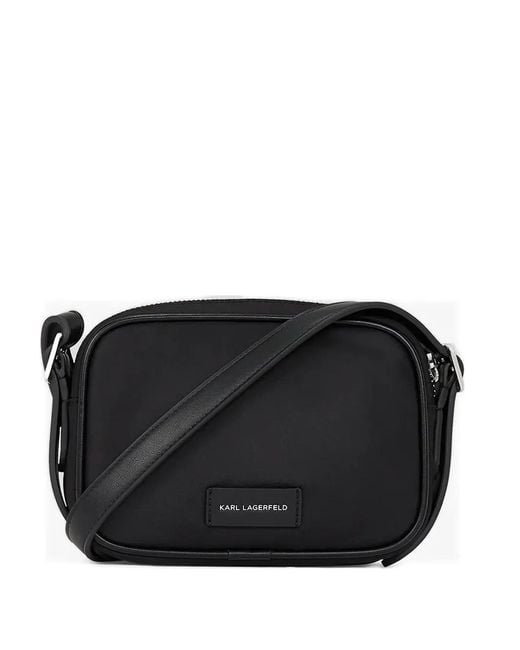 Karl Lagerfeld Black K/Signature Logo-Patch Crossbody Bag