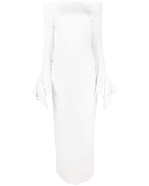 Solace London White Amalie Off-shoulder Maxi Dress