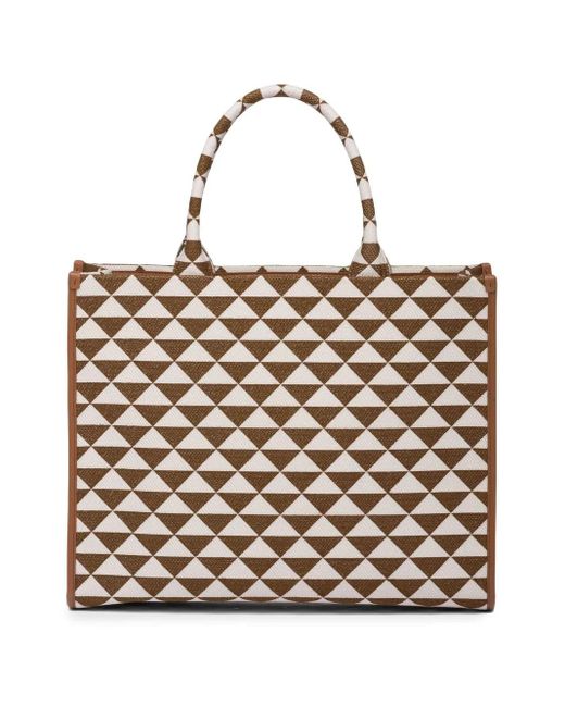 Prada Brown Large Symbole Embroidered Tote Bag