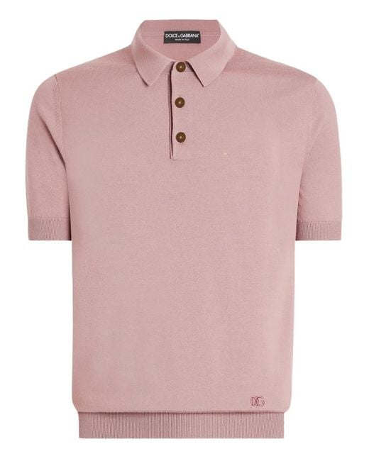 Dolce & Gabbana Pink Button-Fastening Short-Sleeve Polo Shirt for men