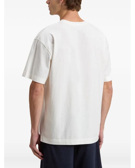 Woolrich White Printed Crew-Neck T-Shirt for men