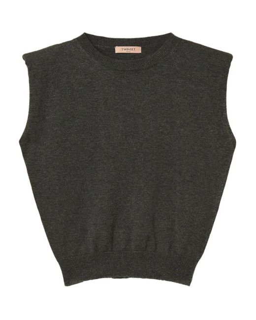 Twinset Black Padded-Shoulder Vest