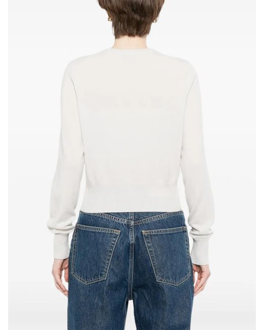 N.Peal Cashmere White Covered-Button Cashmere Cardigan