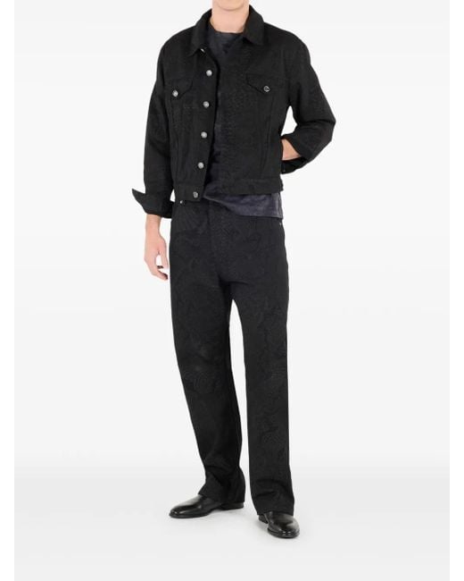 Roberto Cavalli Black Python-Print Jacket for men