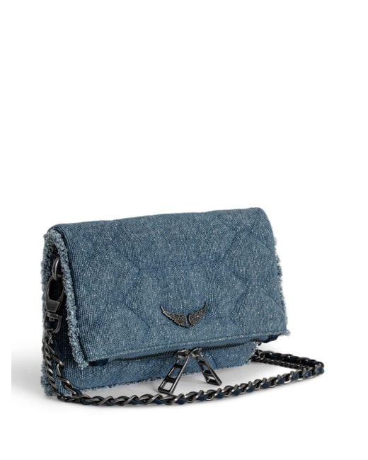Zadig & Voltaire Blue Nano Rock Quilted Denim Shoulder Bag