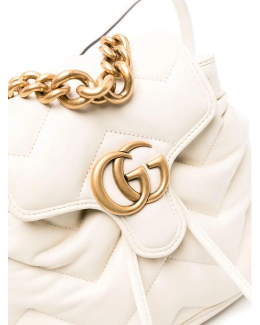Gucci White Gg Marmont Leather Backpack