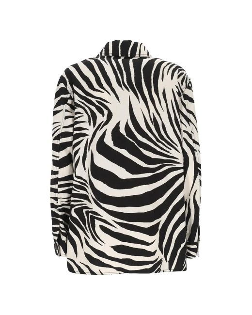 Max Mara White Zebra-Print Button-Up Jacket