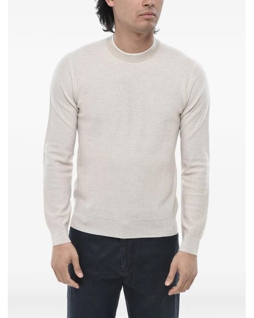 Paolo Pecora White Crew-Neck Long-Sleeved Sweater for men