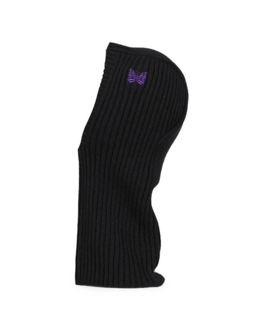 Needles Black Wool Ribbed-Knit Balaclava for men