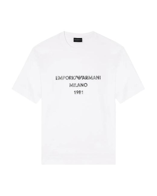 Camiseta con logo estampado Emporio Armani de hombre de color White
