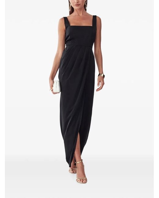Willa Black Pleated Wrap-Style Maxi Dress