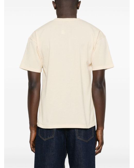 T-shirt en piqué à broderie Cassandre Saint Laurent pour homme en coloris White