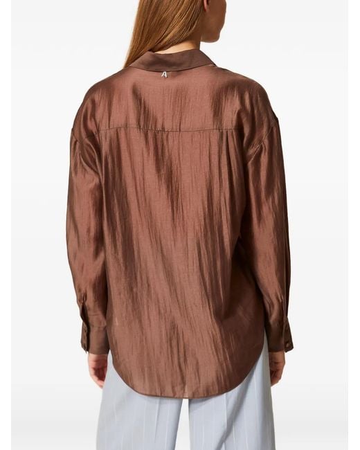 Twinset Brown Voile Shirt With Pockets