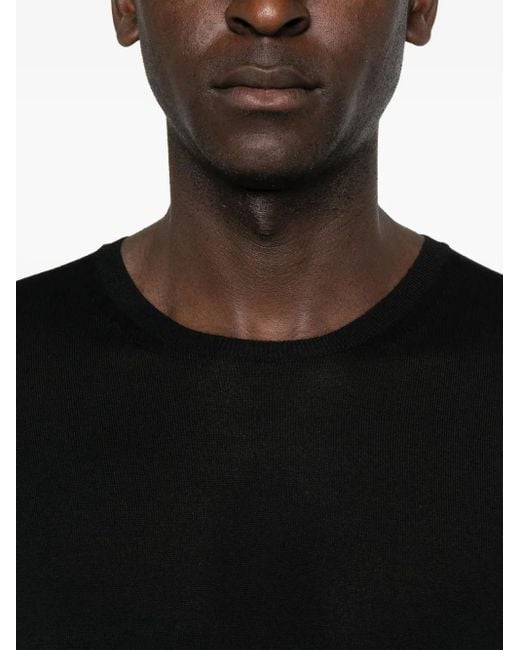 Saint Laurent Black Round-Neck Panelled Wool Sweater for men