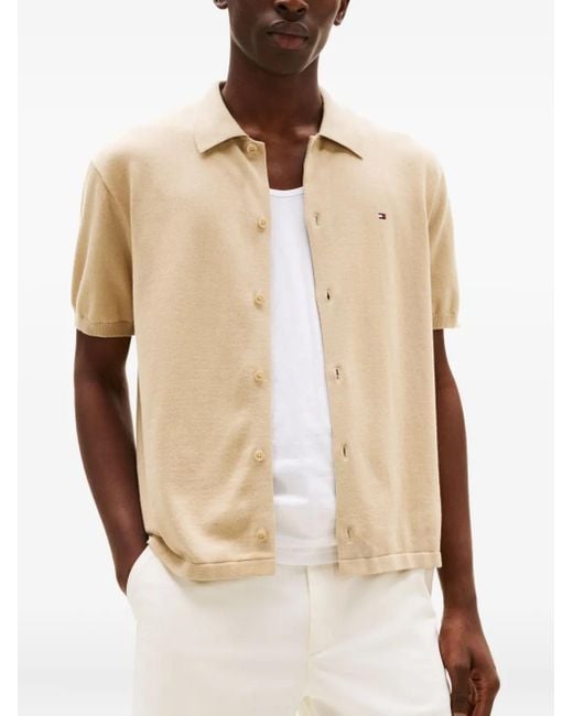 Camicia A Maniche Corte di Tommy Hilfiger in Natural da Uomo