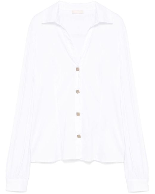 Liu Jo White Plissé-Sleeve Shirt