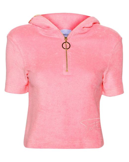 Patou Pink Half-zip Terrycloth Polo Shirt