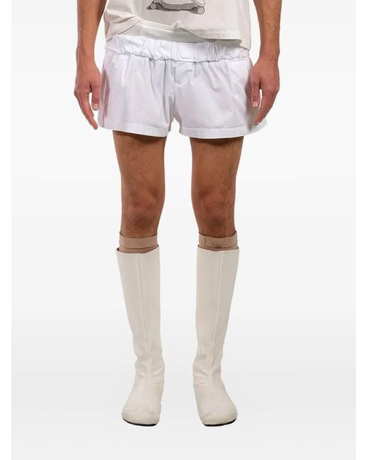 Natasha Zinko White Elastic-Waistband Cotton Shorts