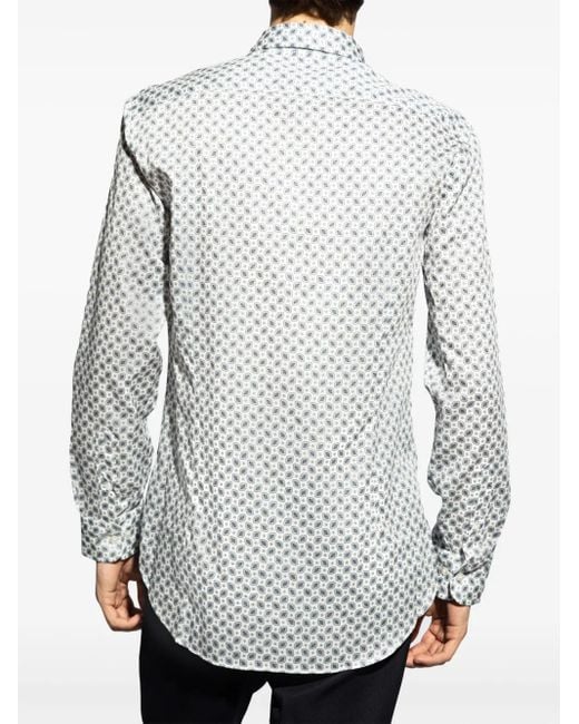 Etro White Cotton Shirt With Paisley Print for men