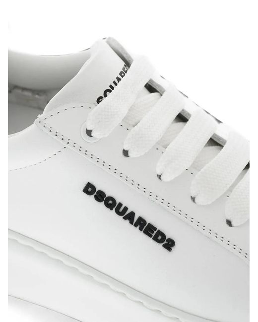 DSquared² White Bumber Leather Sneakers