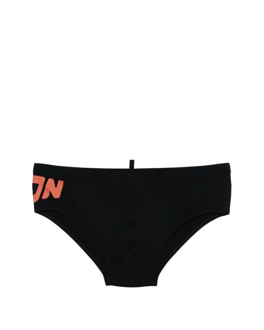 DSquared² Black Logo-Print Swim Trunks for men