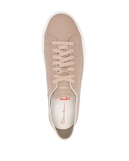 Santoni Natural Tumbled Leather Sneakers for men