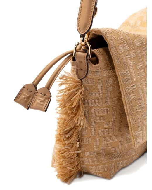Fendi Brown Medium Mamma Baguette Fringed Shoulder Bag