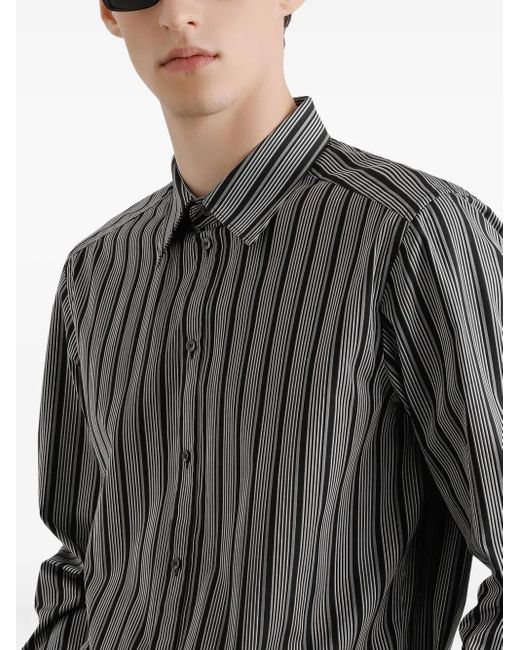 Camicia A Righe A Maniche Lunghe di Dolce & Gabbana in Gray da Uomo