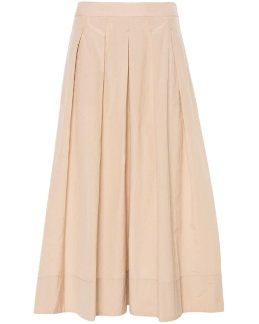 Peserico Natural Pleated Midi Skirt