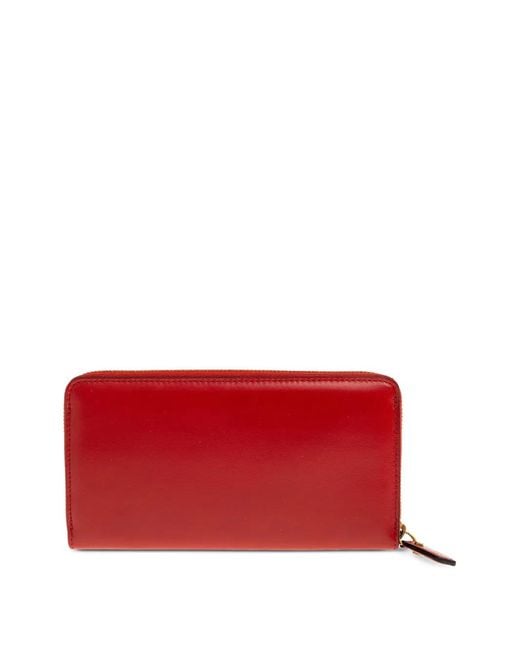 Versace Red Portefeuille Zippé À Médaillon