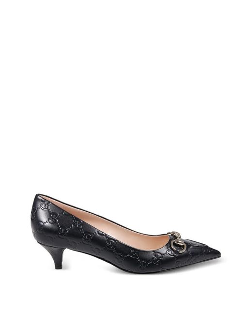 Gucci Black 45Mm Horsebit Heeled Pumps
