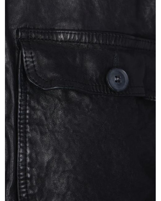 DFOUR® Black Zip-Up Leather Jacket for men