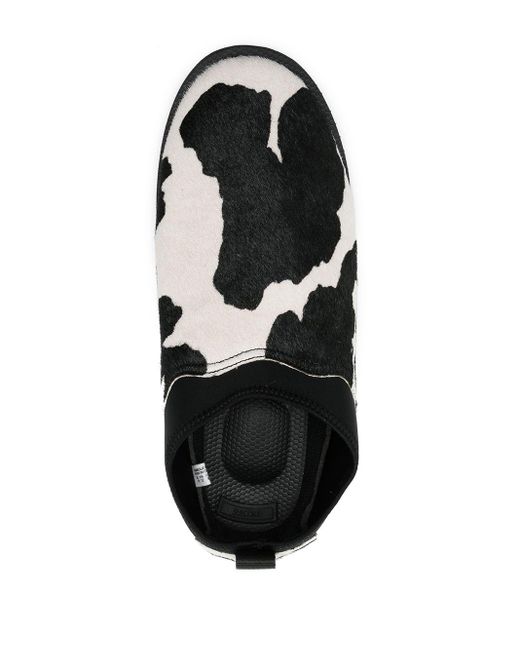 Suicoke Black Animal-print Slip-on Shoes