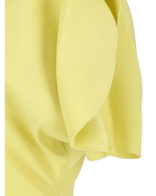 Victoria Beckham Yellow Bela Ruched-Detail Midi Dress