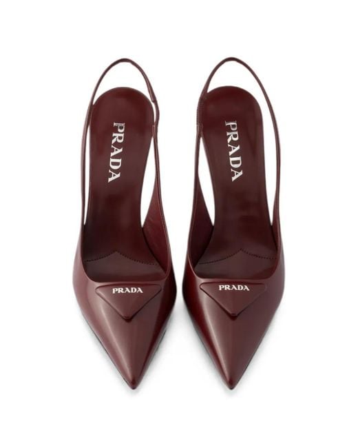 Prada Brown Escarpins En Cuir À Bride Arrière