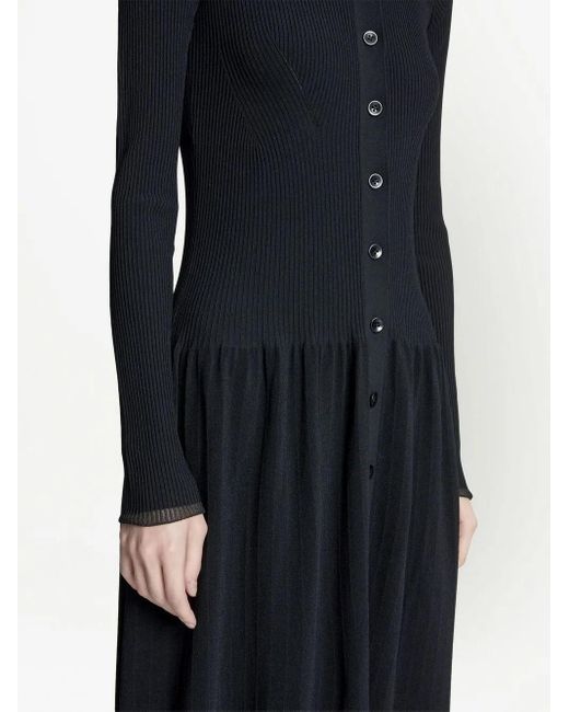 Proenza Schouler Black Ribbed-Knit Button-Fastening Dress
