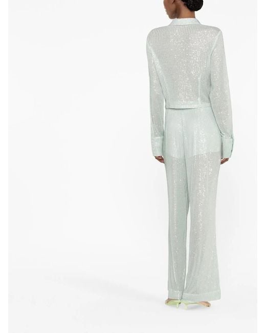 ROTATE BIRGER CHRISTENSEN Blue Sequin-Embellished Button-Down Cardigan
