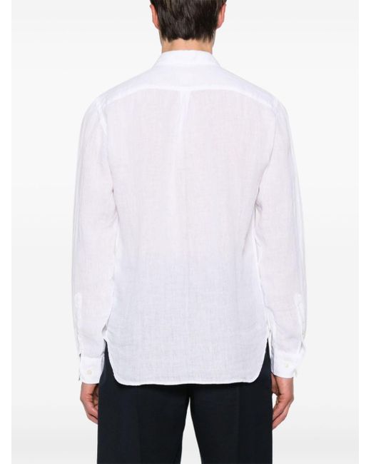 120% Lino Linnen Overhemd Met Knopen in het White voor heren