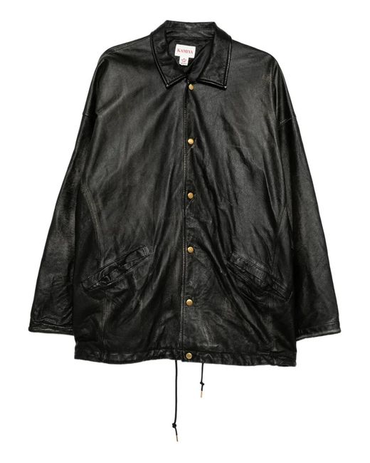 KAMIYA Black Distressed Leather Jacket for men