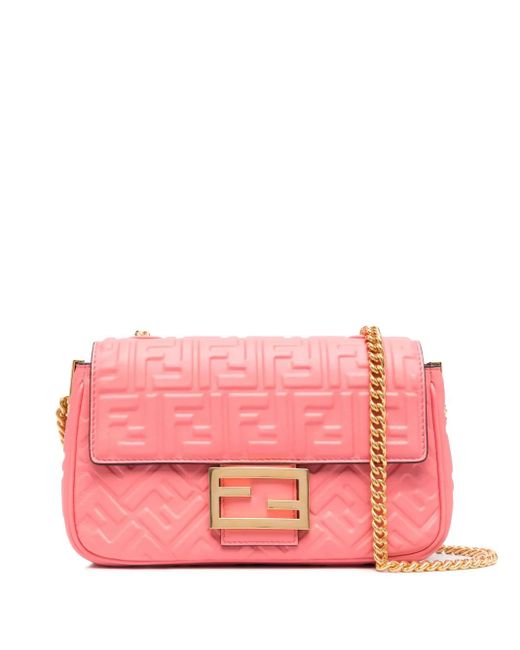 Fendi Pink Baguette Chain Midi Shoulder Bag