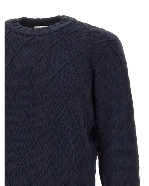 FILIPPO DE LAURENTIIS Blue Diamond-Weave Crew-Neck Sweater for men