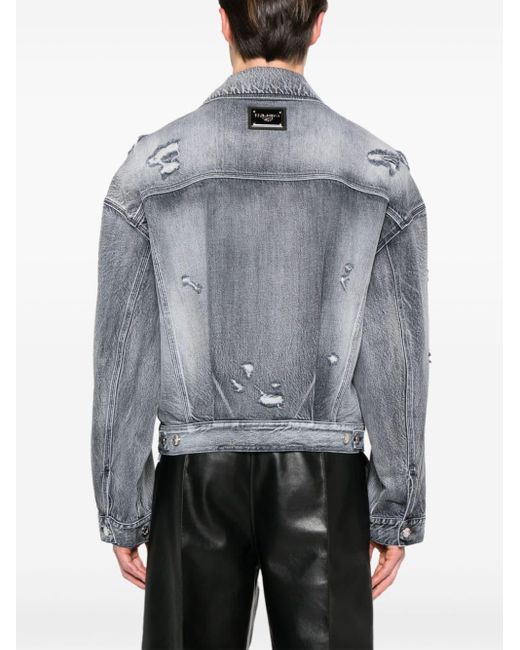 Veste en jean à effet usé Dolce & Gabbana pour homme en coloris Gray