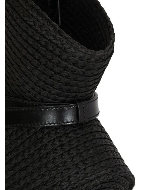 Balmain Black Medium Shuffle Raffia Belted Tote Bag