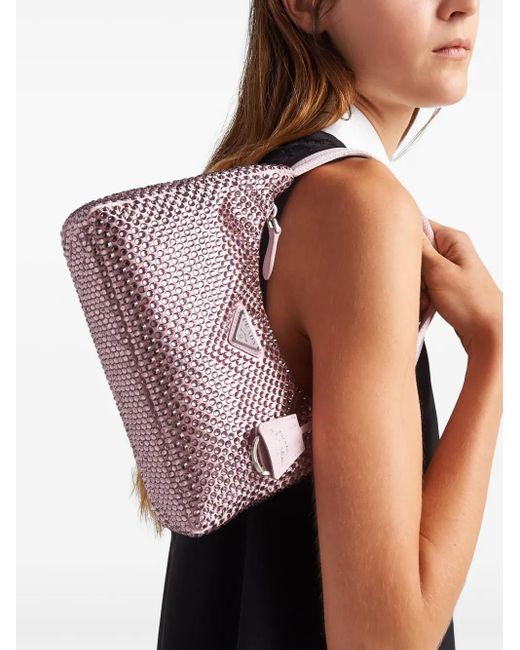 Prada Pink Crystal-Embellished Satin Shoulder Bag