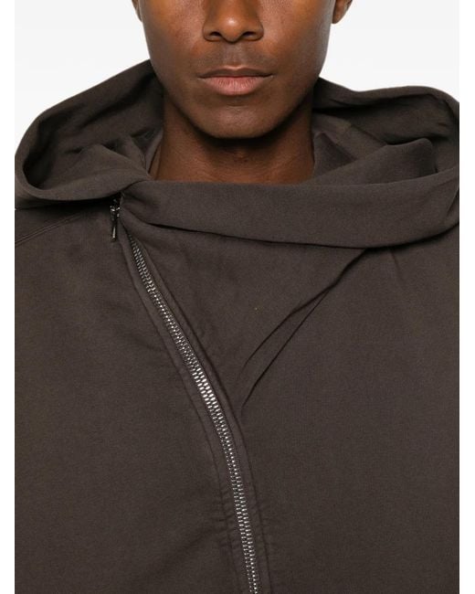 Rick Owens Brown Mountain Asymmetric Zip-Up Hoodie for men